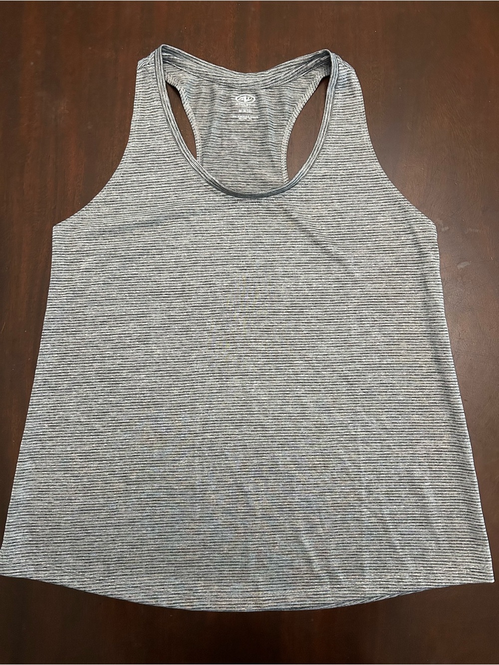 Athletic Works Gray & White Striped Racerback Tank